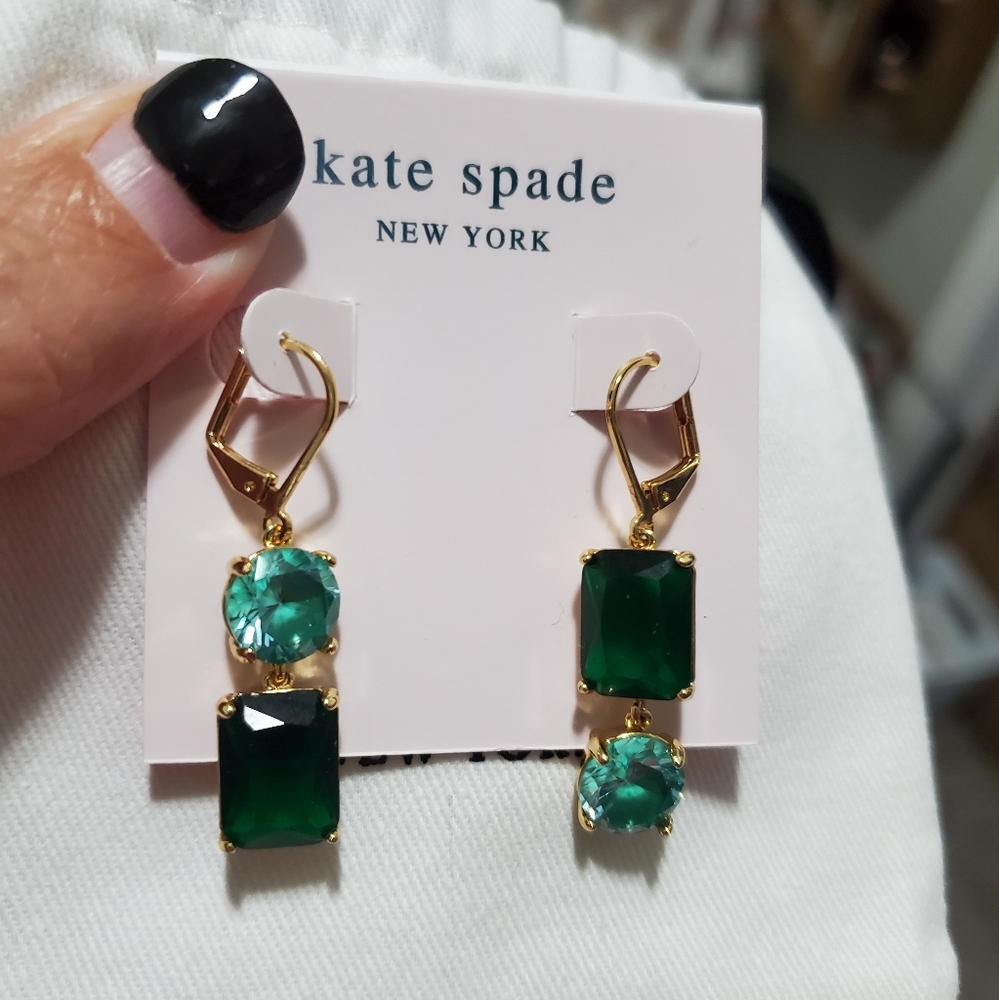 Kate Spade Green and Gold Geometric Earrings